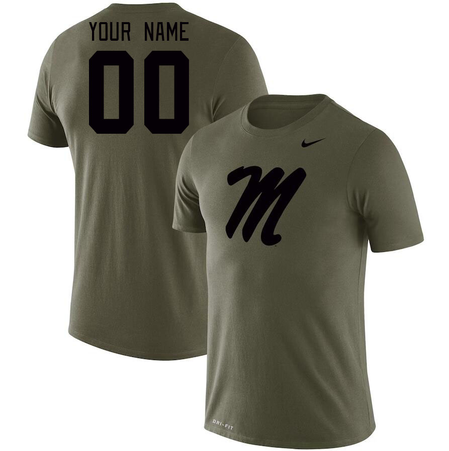 Custom Ole Miss Rebels Name And Number College Tshirt-Olive